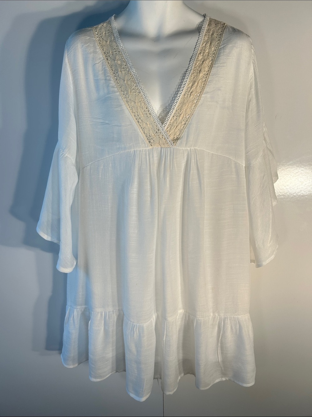 Umgee SZ2X Ivory Gauzy Baby Doll Dress Boho Country Cottage Bride Fairy